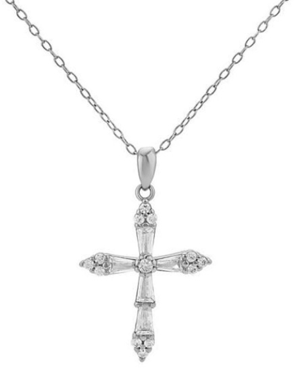 New in box Primrose Sterling Silver CZ Crystal Cross Pendant Necklace